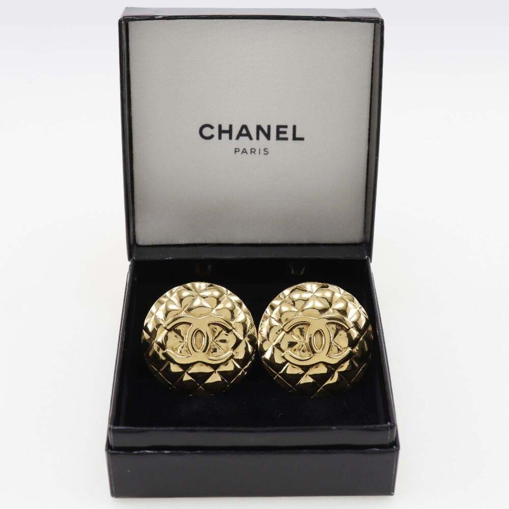 CHANEL Authentic Gold Logo Earrings - Picture 9 of 9